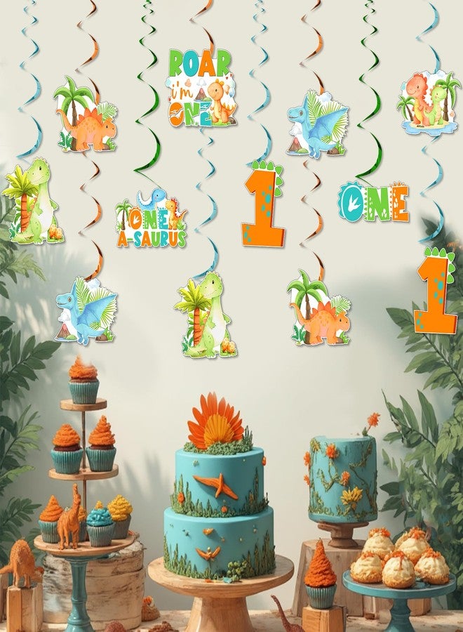 Funmemoir Dinosaur 1st Birthday Decorations Boy - 24PCS Dinosaur Hanging Swirls, One a Saurus Birthday Party Spiral Hangings for Dino Jungle Safari Animal First Birthday Party - Image 3